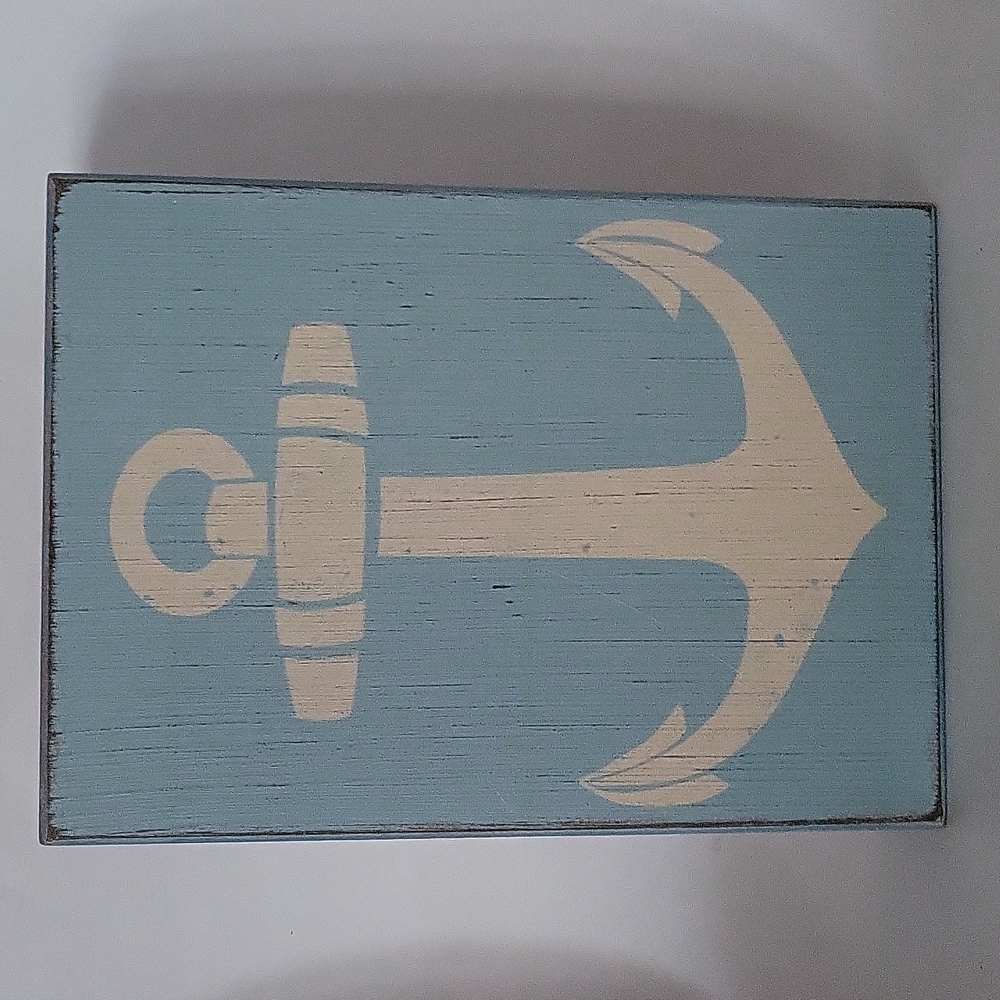Mini Wooden Anchor Stencil Painting